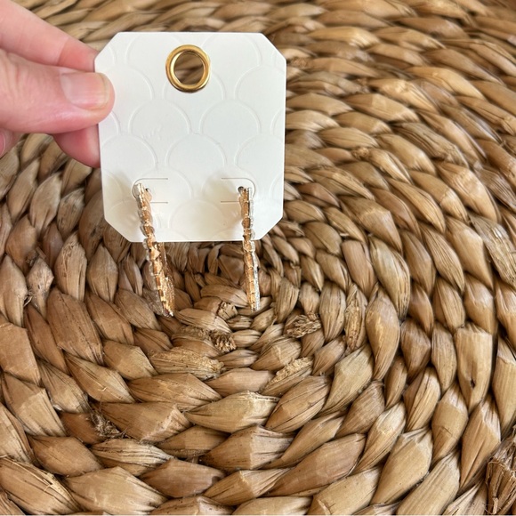 NWT Gold Hoop Earrings with CZ - Picture 5 of 6